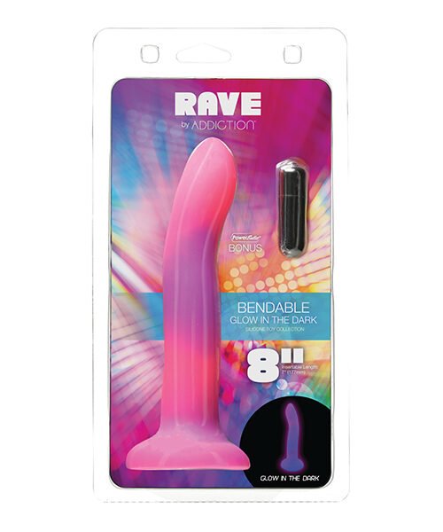 Addiction 8" Rave Glow in the Dark Dong - Pink/Purple