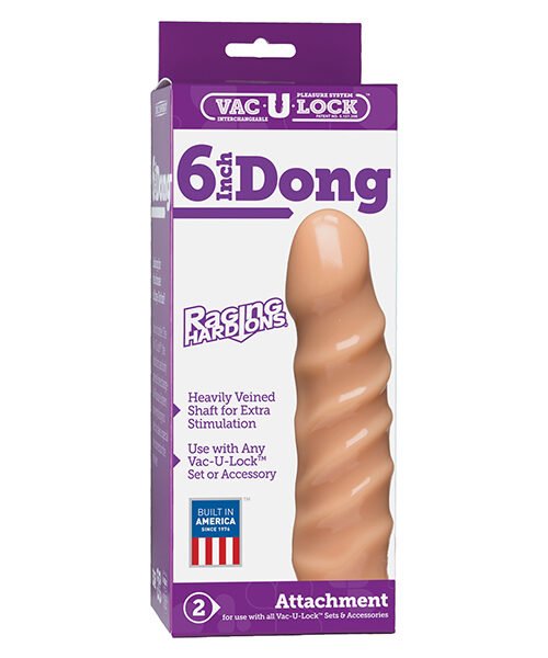 Vac-U-Lock 6" Raging Hard On Realistic Dong - White