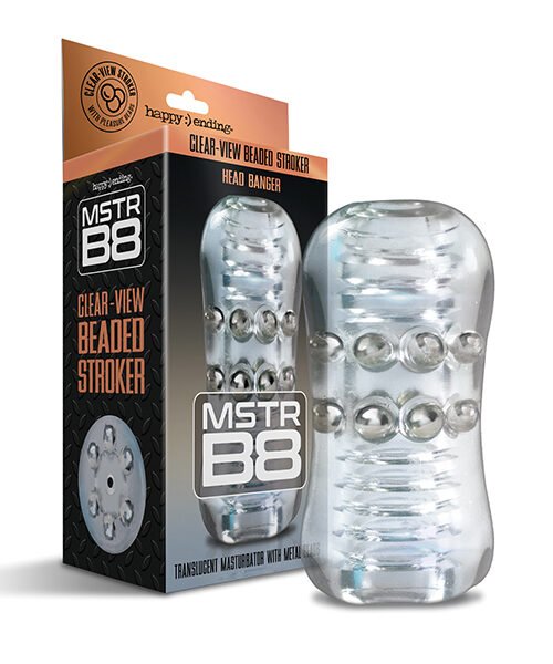 MSTR B8 Head Banger Beaded Clear-View Stroker - Clear