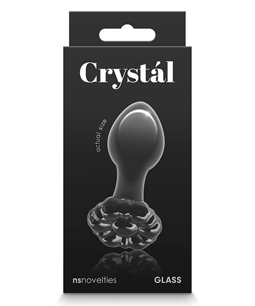 Crystal Flower Butt Plug - Black
