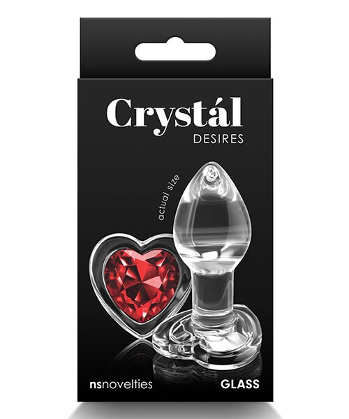 Crystal Desires Glass Heart Gem Butt Plug Small - Red