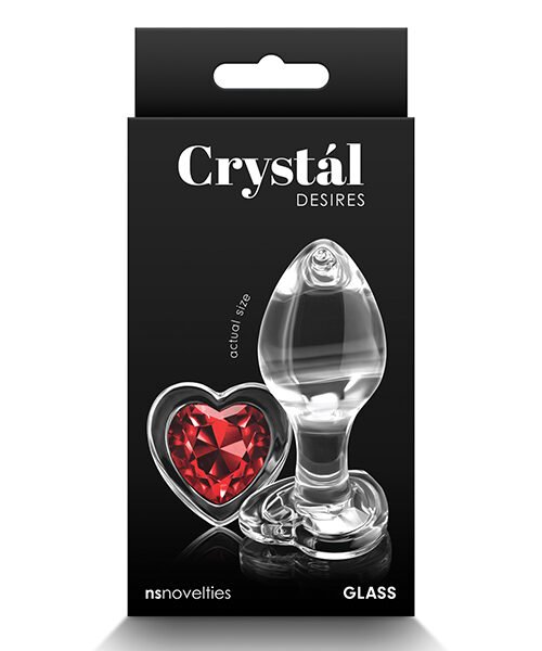 Crystal Desires Glass Heart Gem Butt Plug Medium - Red