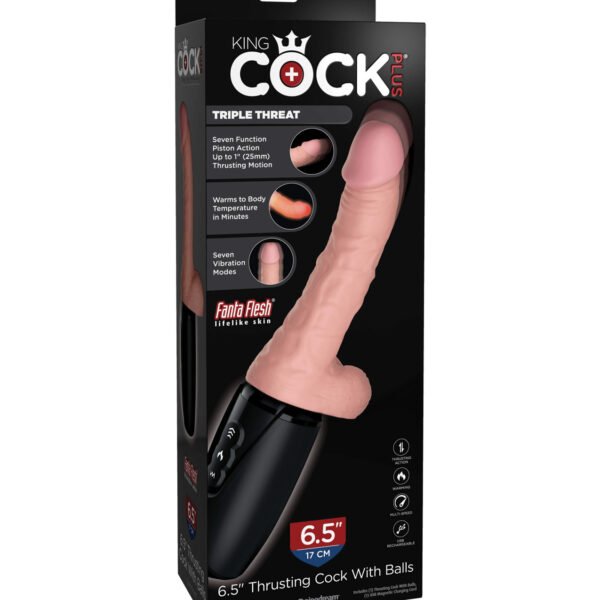 King Cock Plus Thrusting, Warming & Vibrating 6.5" Triple Threat Dong