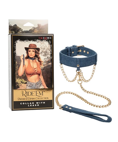 Ride 'Em Premium Denim Collection Collar w/Leash