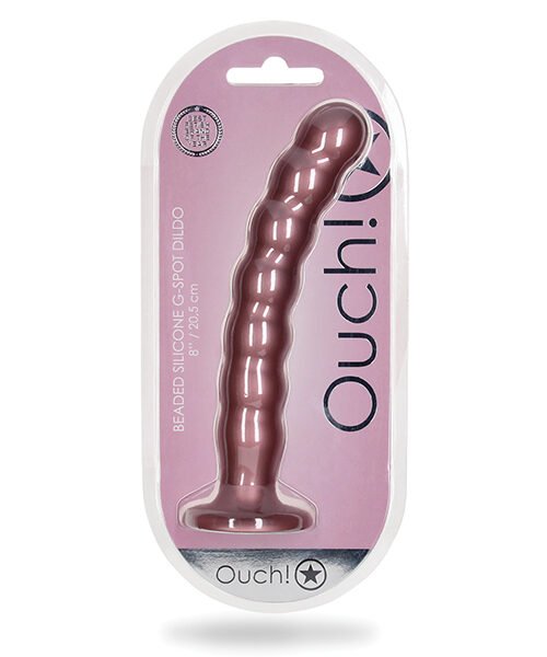 Shots Ouch 8" Beaded G-Spot Dildo - Rose Gold