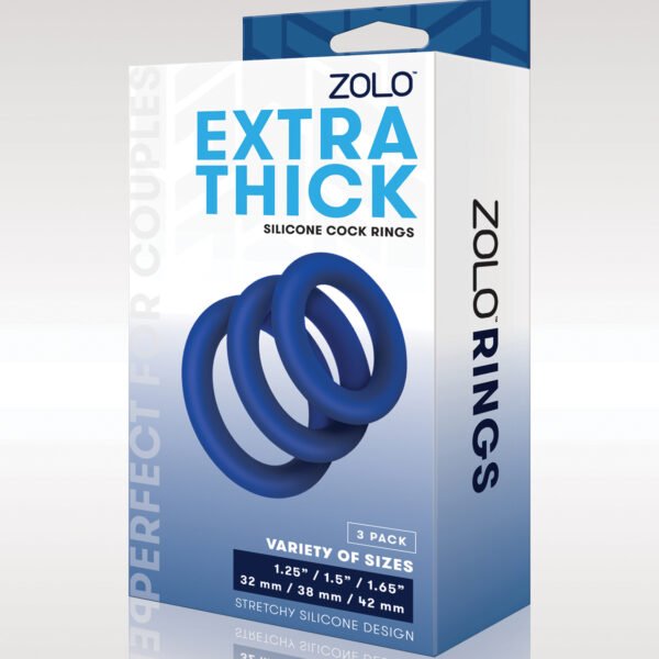 ZOLO Extra Thick Silicone Cock Rings - Blue Pack of 3